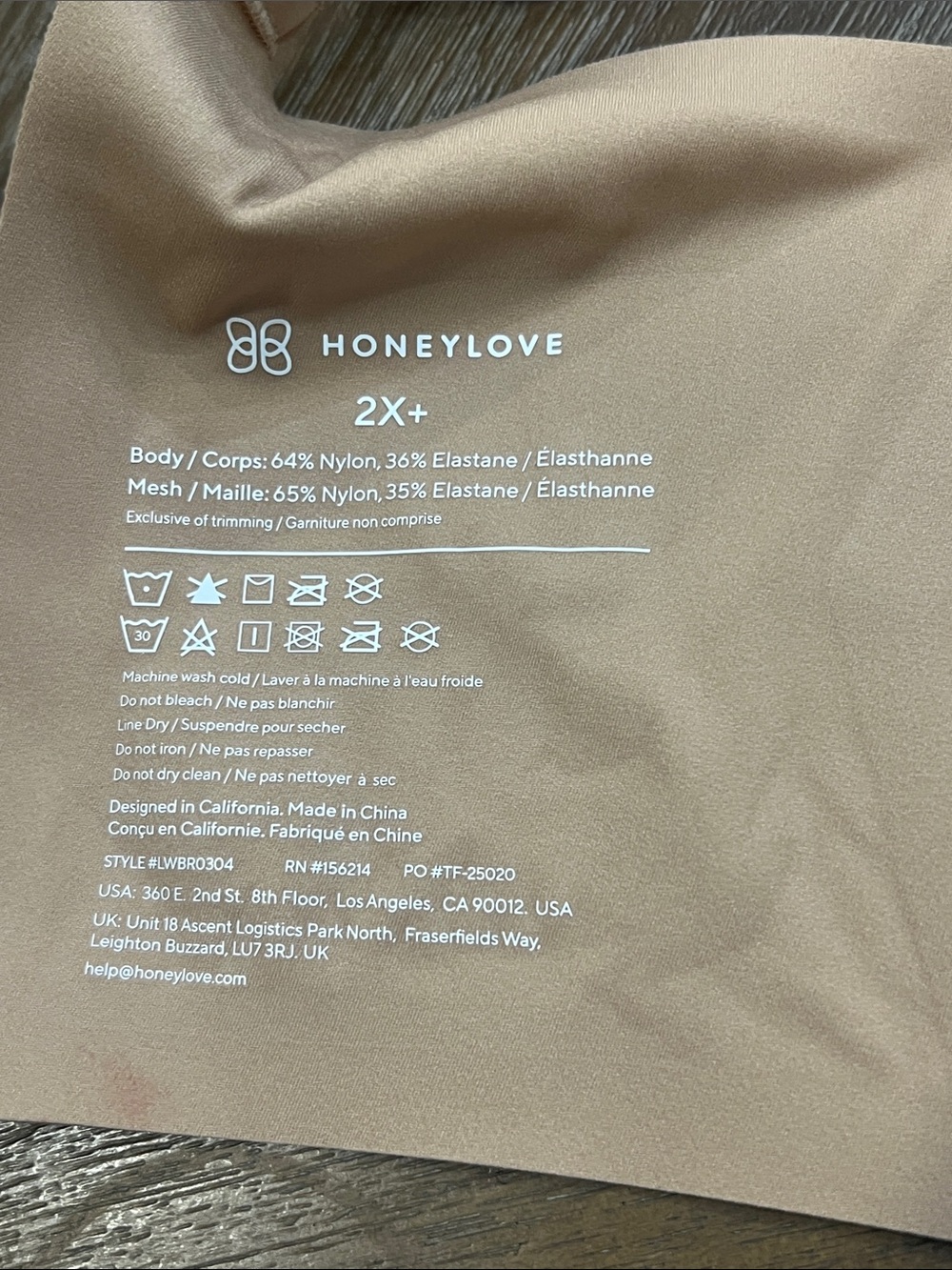 Honeylove Crossover Bra 2X+ 42E/42F/42G SAND - Picture 10 of 10